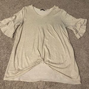 Women’s pinstripe flutter sleeve top